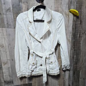 Fantazia Cream Linen Blazer Office Business Work Minimalist